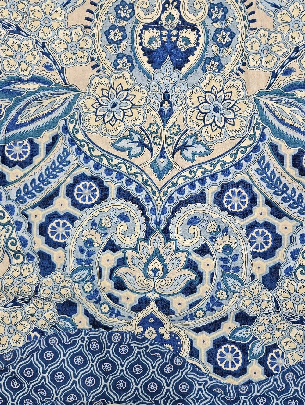Waverly Moonlit Shadows Wave Valances Blue Medallion Floral Paisley 52x18